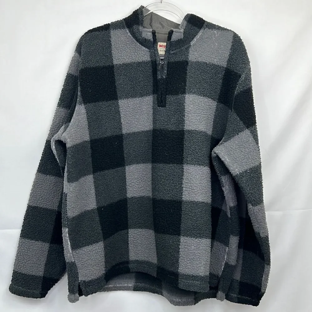 Wrangler Authenticator Quarter Zip Black and Gray fleece Shacket size XL